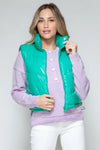 Snobbish Zip Up Turtleneck Shiny Quilted Vest - DAVERRI FASHIONS