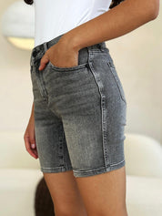 Judy Blue Full Size High Waist Washed Denim Shorts | Denim Shorts Daverri Fashions