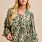 BiBi Printed Woven Front Tied Blouse with Baloon Sleeve - DAVERRI FASHIONS