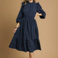 Umgee Textured Midi Dress with Ruffle Shoulder Detail