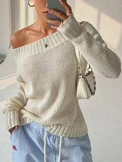 Ribbed Knit Boat Neck Sweater | Sweaters Daverri Fashions