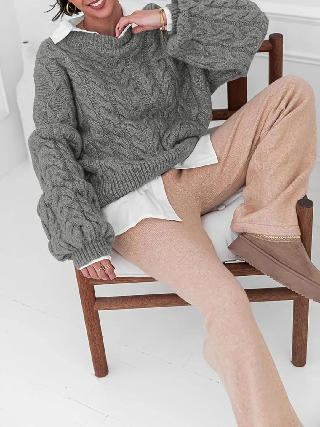 Cable Knit Long Sleeve Sweater | Sweaters Daverri Fashions