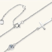 Cross 925 Sterling Silver Moissanite Necklace | Silver Necklaces Daverri Fashions