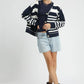 Umgee Cable-Knit Stripe Button-Up Cardigan - DAVERRI FASHIONS