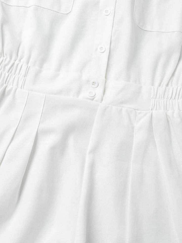 Casual Button Front Long Sleeve Romper | Rompers Daverri Fashions