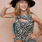 BiBi Zebra Printed Rib with Cut Out Front Sleeveless Top - DAVERRI FASHIONS