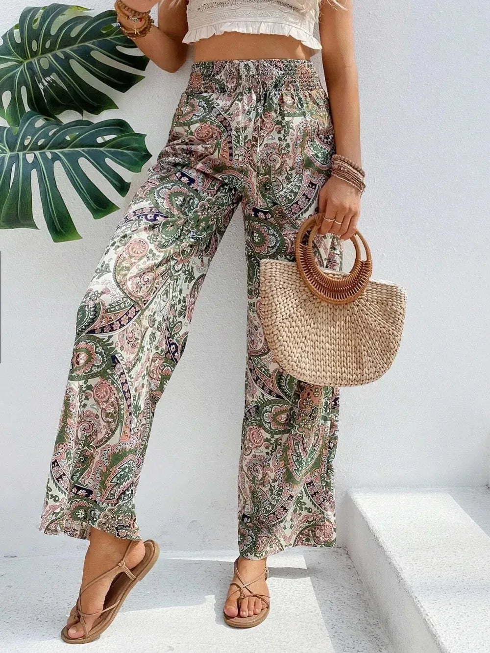 Printed Wide Leg Pants - DAVERRI FASHIONS