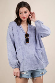 VERY J Plus Size Washed Cotton Gauze Oversized Top | Blouses Daverri Fashions