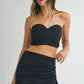 MABLE Ruched Tube Crop Top and Skirt Set Black Outfit Sets