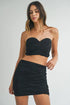 MABLE Ruched Tube Crop Top and Skirt Set Black Outfit Sets