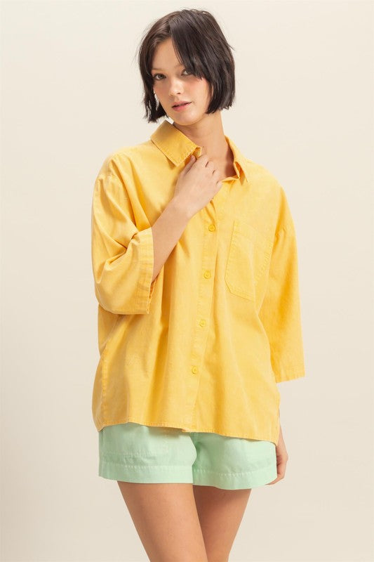 HYFVE Button Down Collared Neck Relaxed Fit Shirt Sunflower Shirts