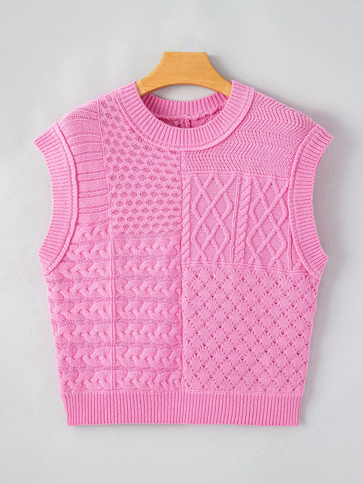 Fuchsia Pink Cable Knit Dolman Sweater Vest | Sweater Vests Daverri Fashions