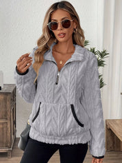 Cozy Sherpa Half Zip Sweatshirt | Sweatshirts Daverri Fashions
