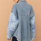 And The Why Full Size Paisley Print Quilted Sleeves Denim Jacket - DAVERRI FASHIONS