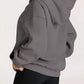 Soft oversized gray kangaroo pocket long sleeve hoodie with relaxed fit and ribbed cuffs