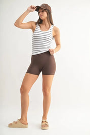 MONO B Striped Seamless Ribbed Tank | Daverri Fashions