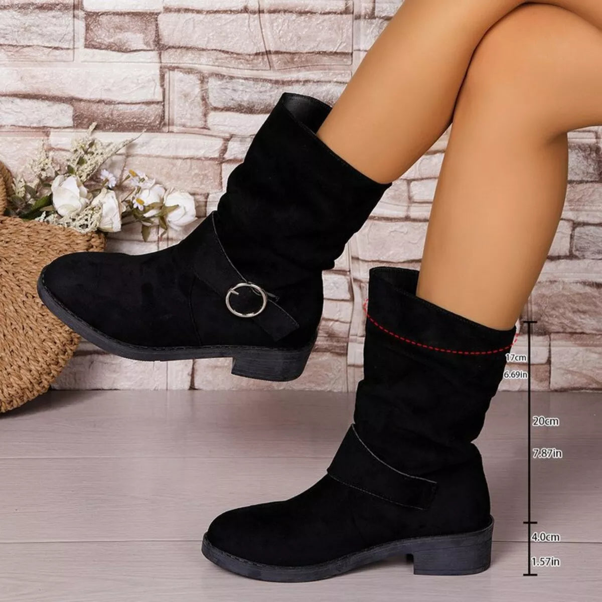 Round Toe Block Heels Boots | Boots Daverri Fashions