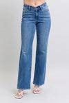 Judy Blue Full Size High Waist V-Front Vintage Wash Straight Jeans Plus Size - DAVERRI FASHIONS