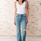 Isla Mid Rise Distressed Released Hem Bootcut Jeans Womens