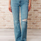 Isla Mid Rise Distressed Released Hem Bootcut Jeans Womens