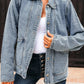 Scallop Trim Collar Patched Pocket Button Up Denim Jacket - DAVERRI FASHIONS
