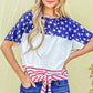 And The Why American Flag Print Tie Knot Front Casual Top - DAVERRI FASHIONS