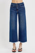 RISEN Raw Hem Wide Leg Attached Buckle Jeans Dark 3(26) Jeans