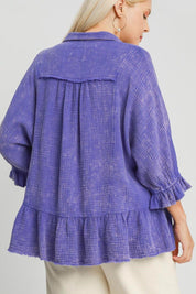 Umgee Plus Size Size Mineral Washed Cotton Gauze Top | Tops Daverri Fashions