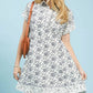 Cream Umgee Border Print Belted Shirt Dress with floral lace trim