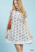 Cream Umgee Border Print Belted Shirt Dress with floral lace trim