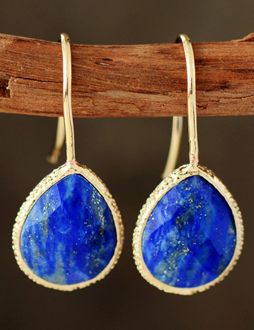 Royal Blue One Size Handmade Natural Stone Teardrop Earrings | Earrings Daverri Fashions