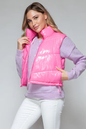 Snobbish Zip Up Turtleneck Shiny Quilted Vest | Vest Jackets Daverri Fashions