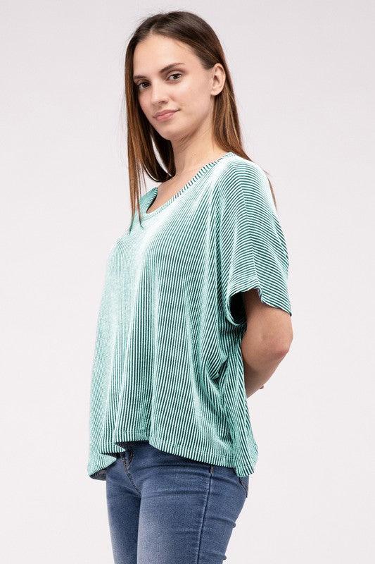 Loose Fit Short Sleeve Striped Top Shirts & Tops