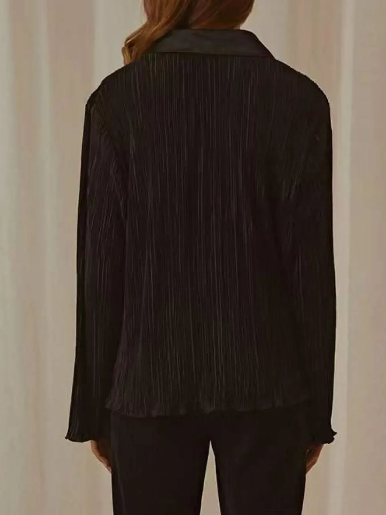 Button Up Long Sleeve Top and Pants Set - DAVERRI FASHIONS