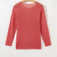 Coral crochet hollow-out long-sleeve knit top with open back