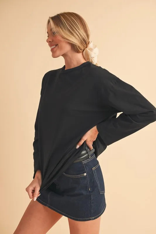 Aemi+Co Round Neck Long Sleeve Top