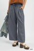Umgee navy and white striped drawstring wide-leg pants