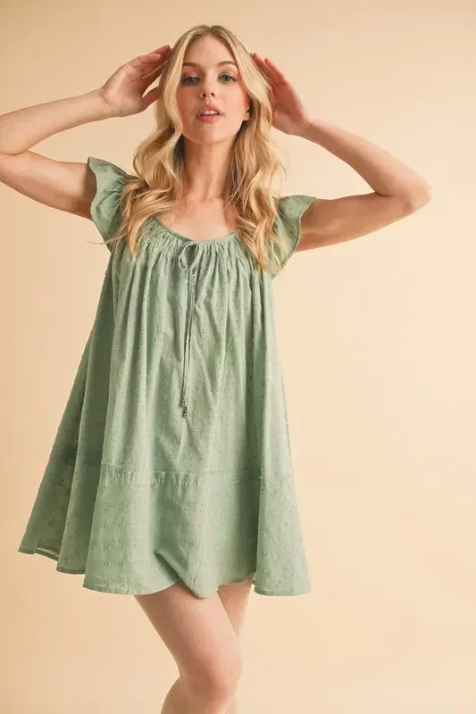 Aemi+Co Ruffled Cap Sleeve Cotton Tunic Mini Dress - DAVERRI FASHIONS