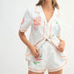 MABLE Embroidered Button Down Shirt and Shorts Set Outfit Sets