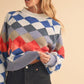 Aemi + Co Diamond Mock Neck Raglan Sleeve Sweater Sweaters