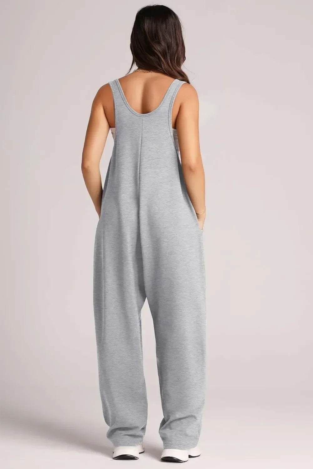Lovelet Wide Strap Jumpsuit with Pockets - DAVERRI FASHIONS