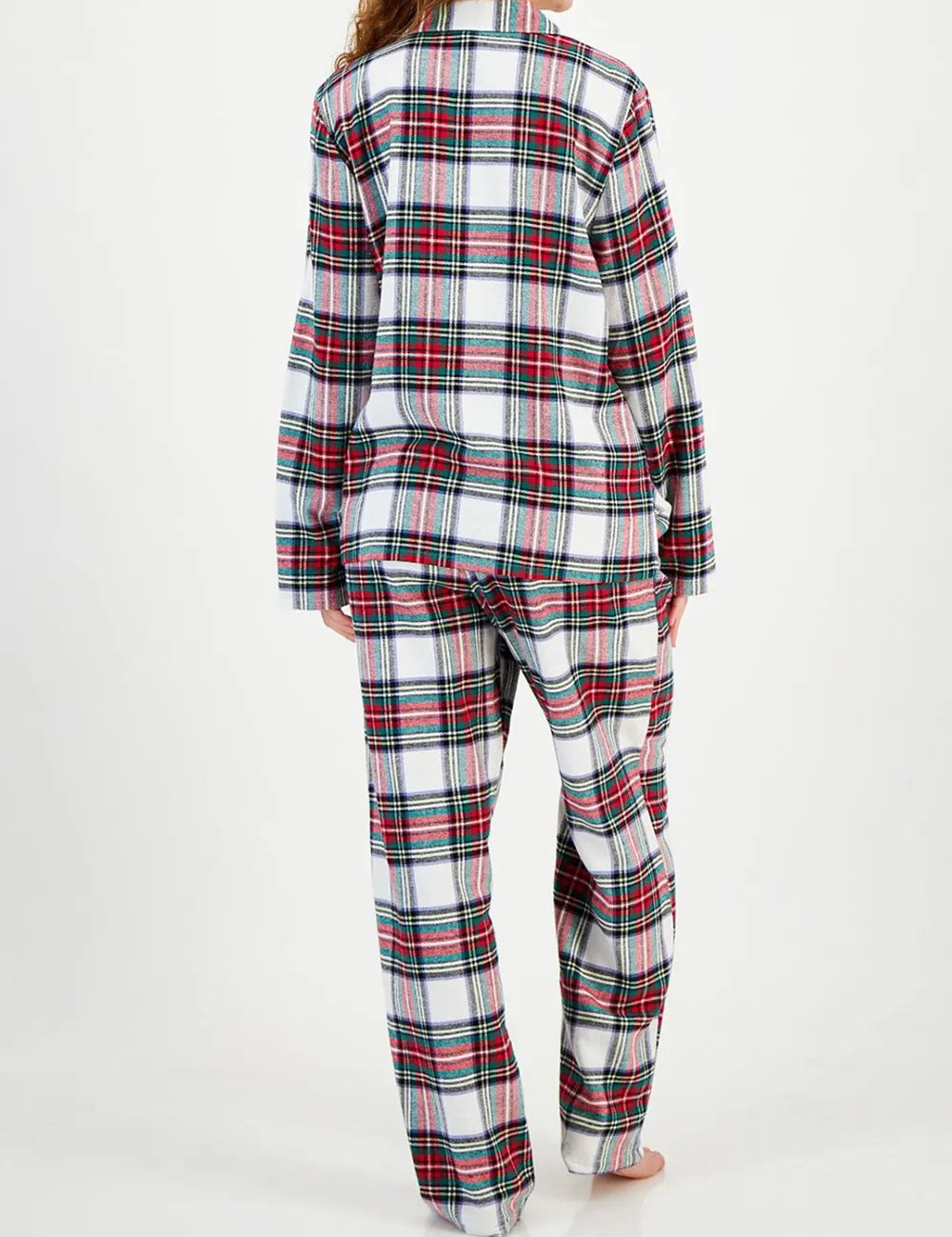 Plaid Collared Neck Button Up Top and Pants Lounge Set | Loungewear Sets Daverri Fashions