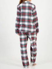 Plaid Collared Neck Button Up Top and Pants Lounge Set | Loungewear Sets Daverri Fashions