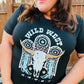 Black Cotton Wild West Graphic Tee - DAVERRI FASHIONS