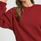 Umgee Round Neck Sweatshirt with Pleated Detail Sweatshirts
