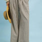 Umgee Drawstring Striped Wide-Leg Pants in beige and brown stripes