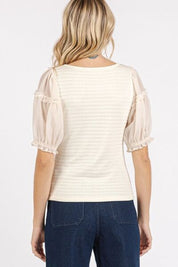 Mittoshop Frill Round Neck Half Sleeve Blouse