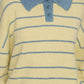 Women’s long sleeve yellow knit striped polo collar sweater