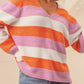 Color Block V-Neck Long Sleeve Sweater - DAVERRI FASHIONS
