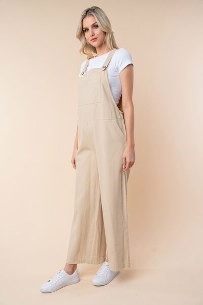 White Birch Sleeveless Wide Leg Overalls Overalls